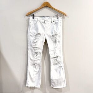 IRO Jeans Women’s White Distressed Straight Leg Denim Cropped Size 28 Ajusté